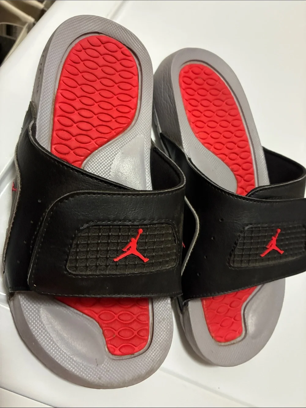 Jordan Kids Black and Red Slide Sandals